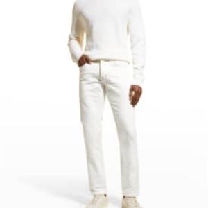 Men’s Tom Ford Slim Fit 5 Pocket Garment Dyed Trouser Jeans in Off White 34